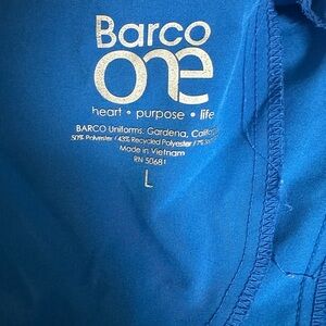 Cobalt blue scrub pants.